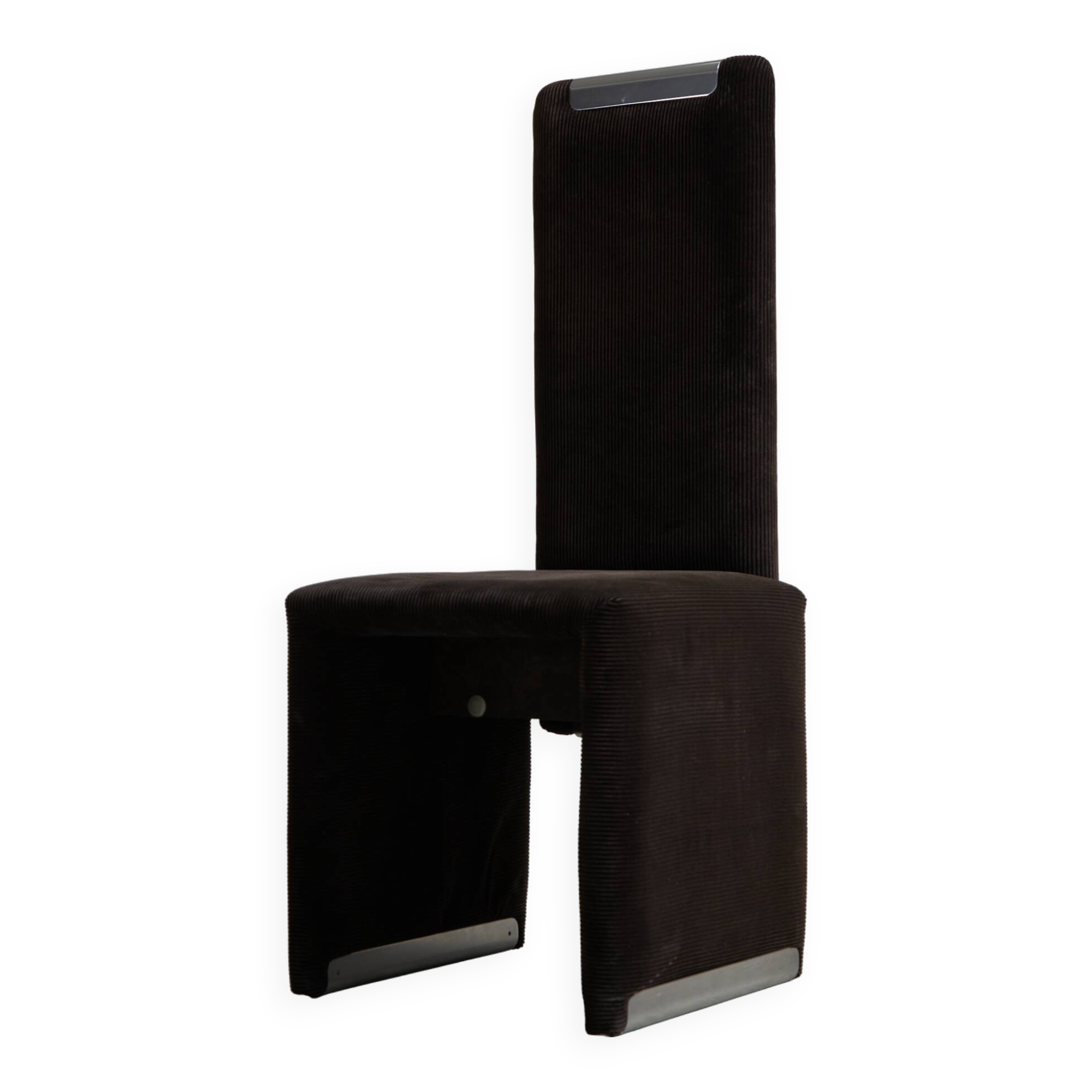 Italian Corduroy Chairs with Chrome Details by Luigi Saccardo, 1970s