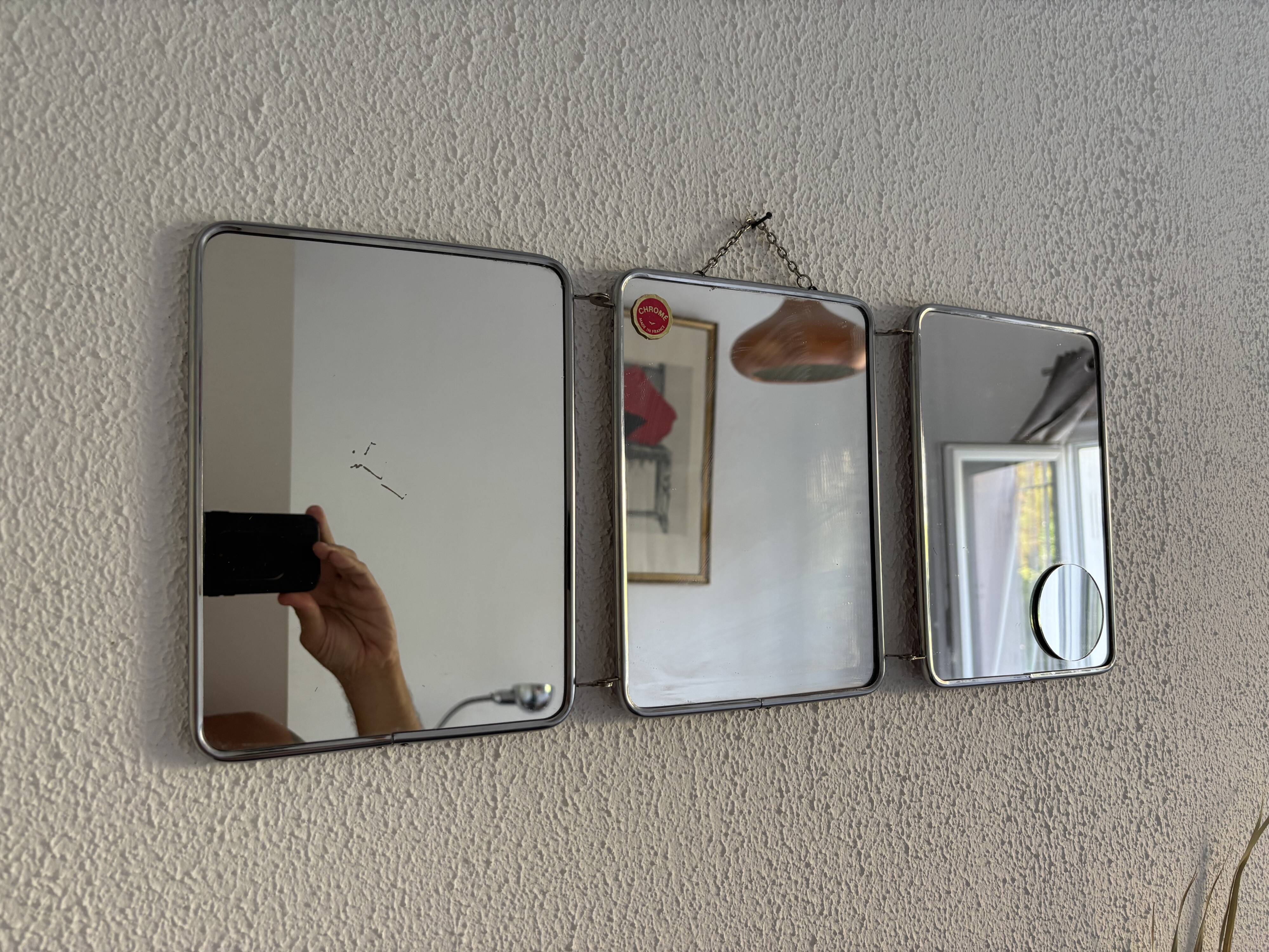 Miroir triptyque de barbier, 1960