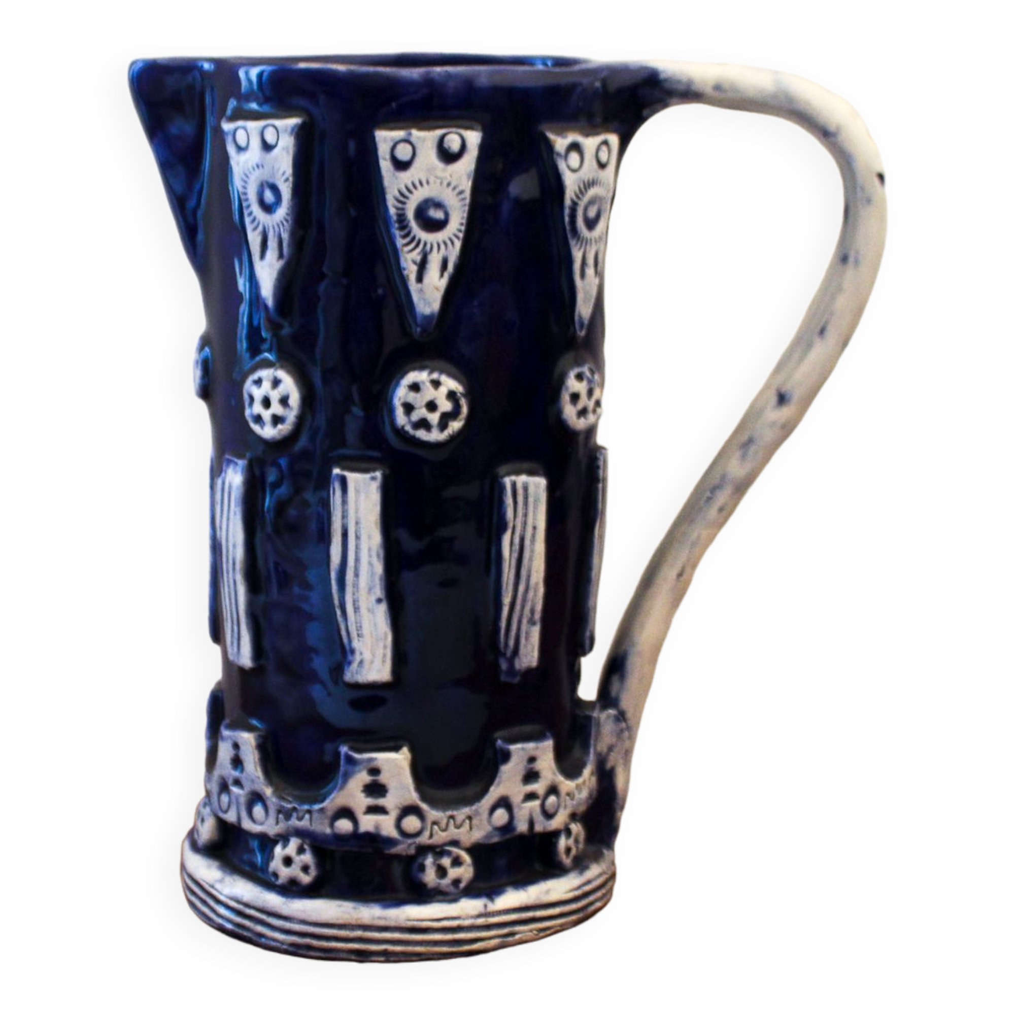 Pichet en céramique bleu et blanc de Keskar