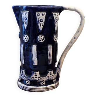 Keskar blue and white ceramic pitcher