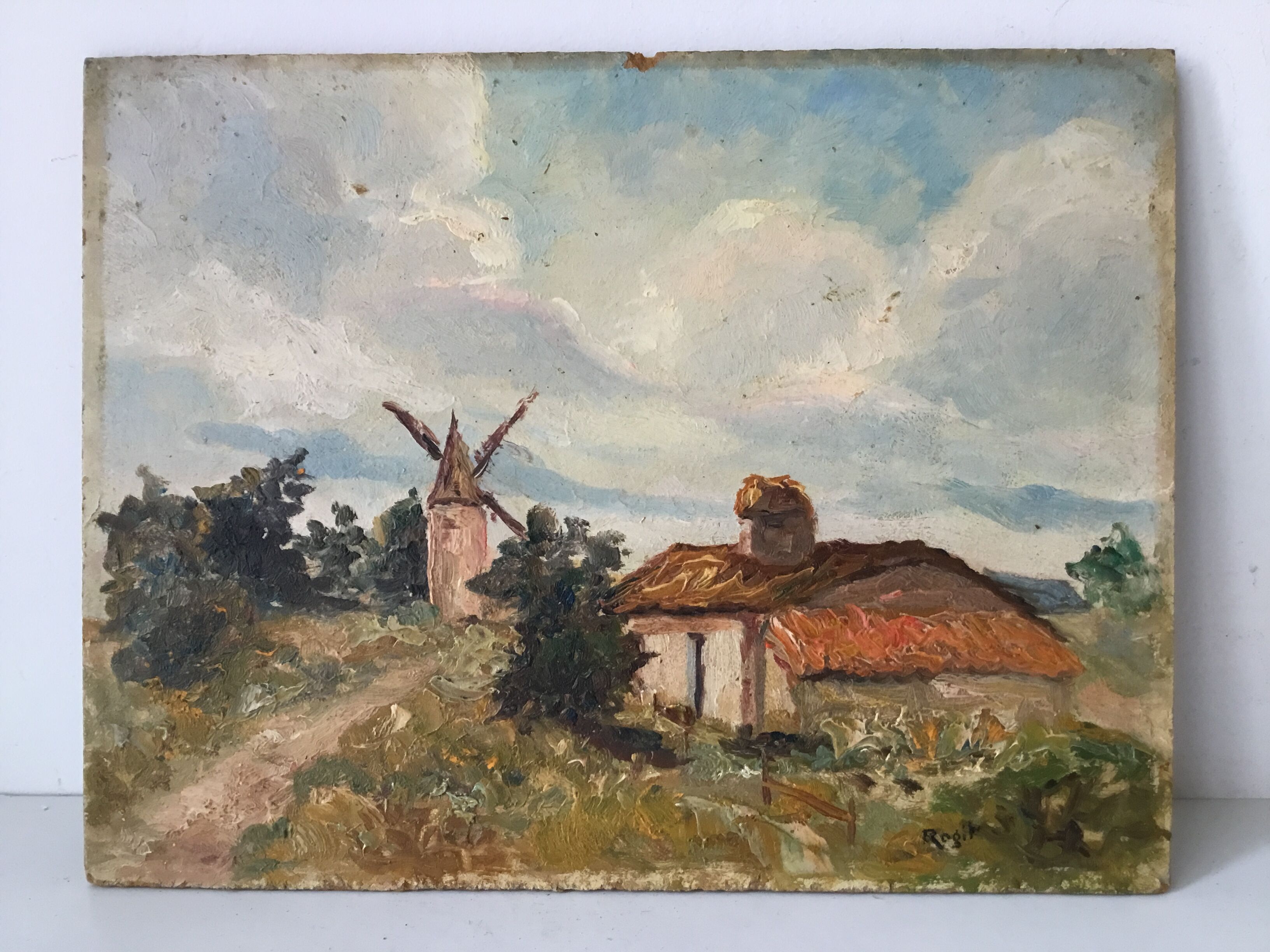 Small landscape painting of countryside