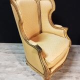 Paire de bergère style Louis XV en bois doré XIXème