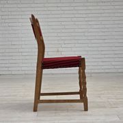 1970s, set of 6 Danish dining chairs, oak wood, furniture wool.