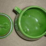Green tripod pot with ceramic lid