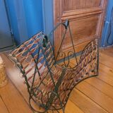 60s metal and rattan magazine rack