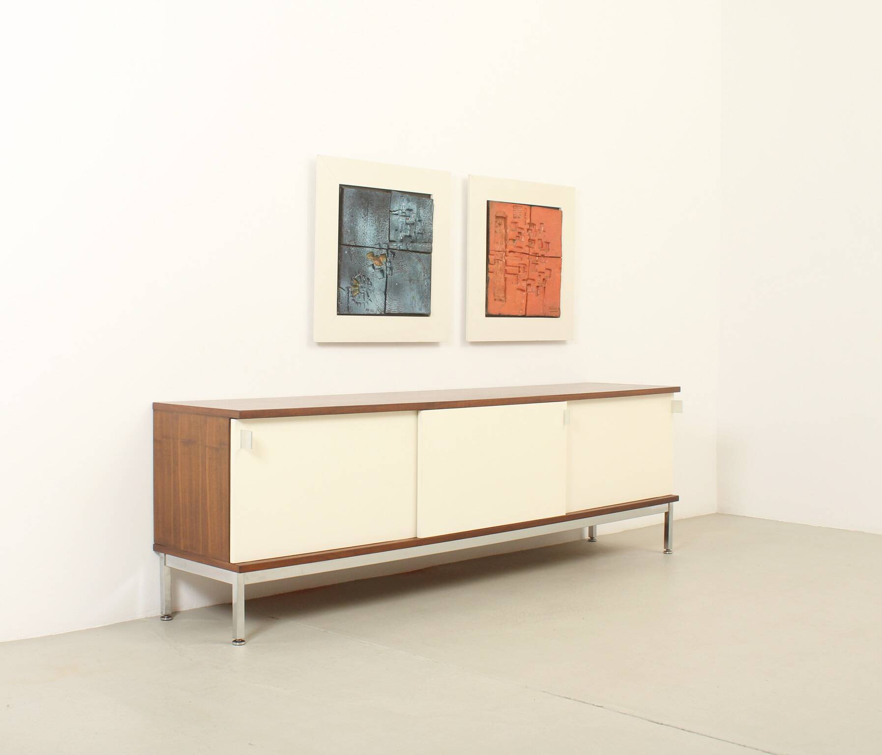 Sideboard of three sliding doors published by Airborne, France, 1960s.