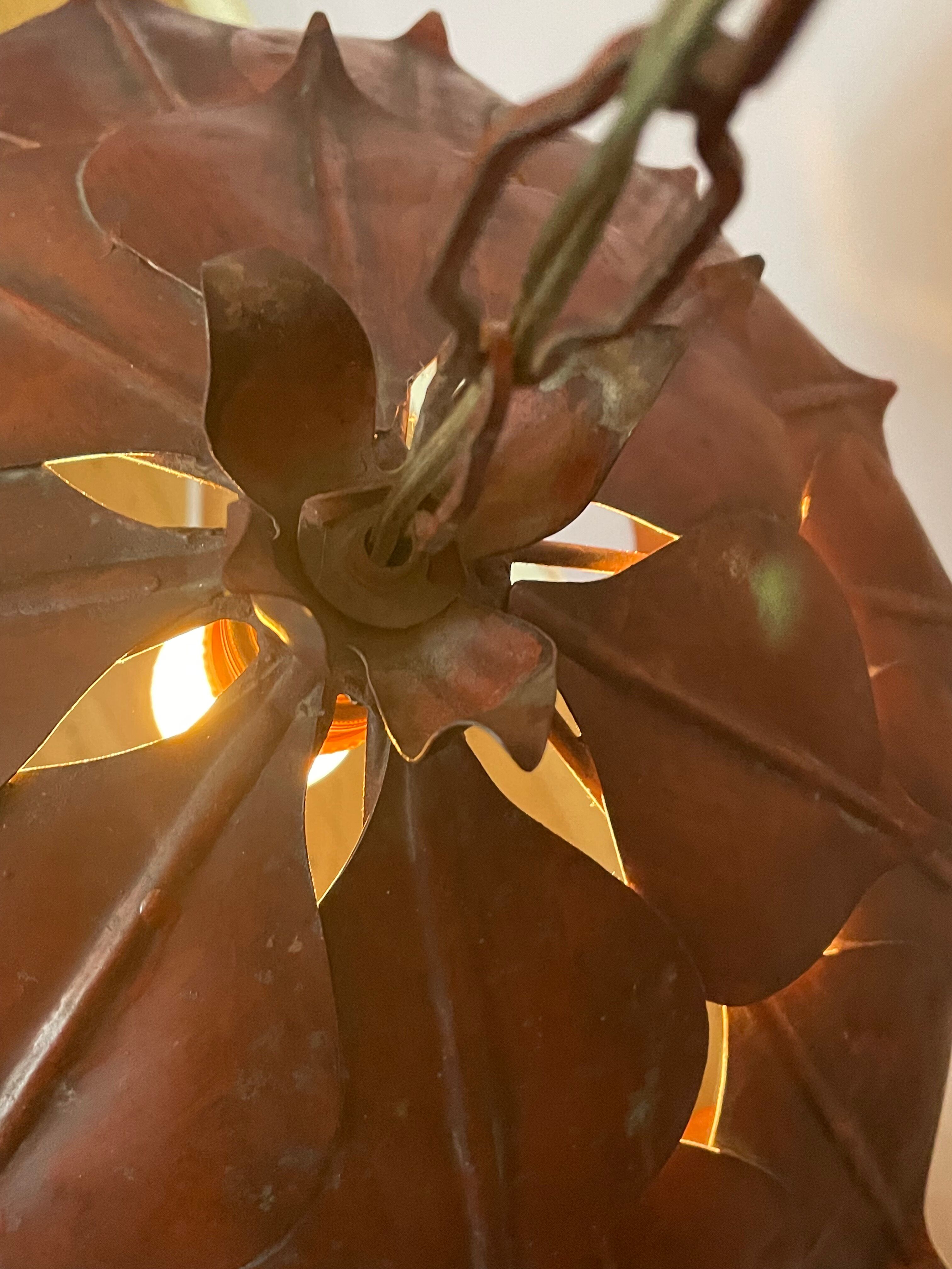 1970s metal chandelier Hans Kogl leaf patterns