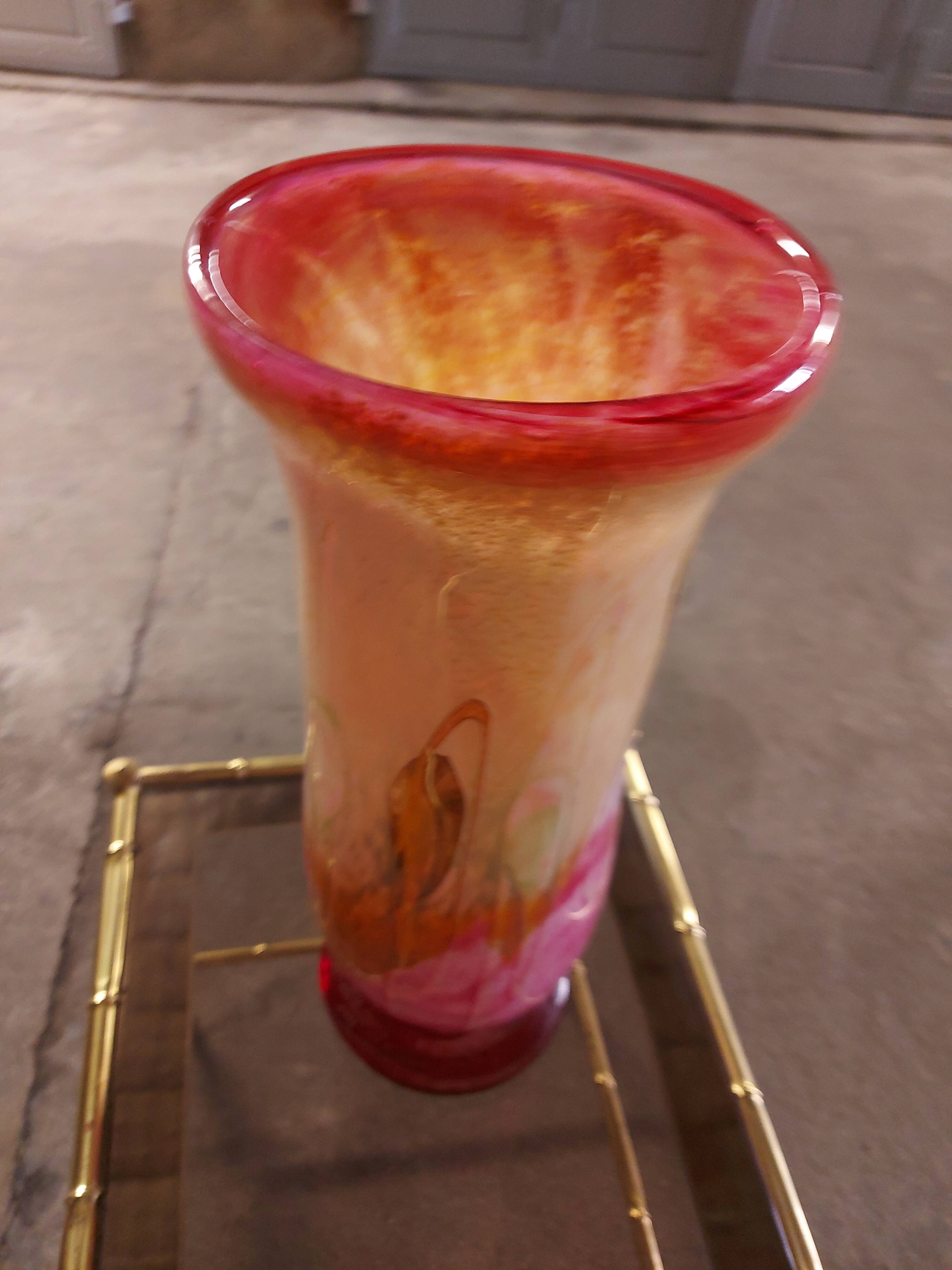 LARGE BIOT BLOWN GLASS VASE, SABA FRERES