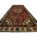 Traditional Rust Wool Area Rug Handmade Oriental Design Carpet- 94x240cm
