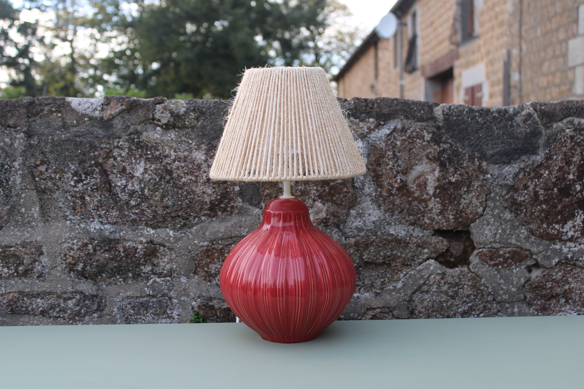 Bedside lamp and rope lampshade