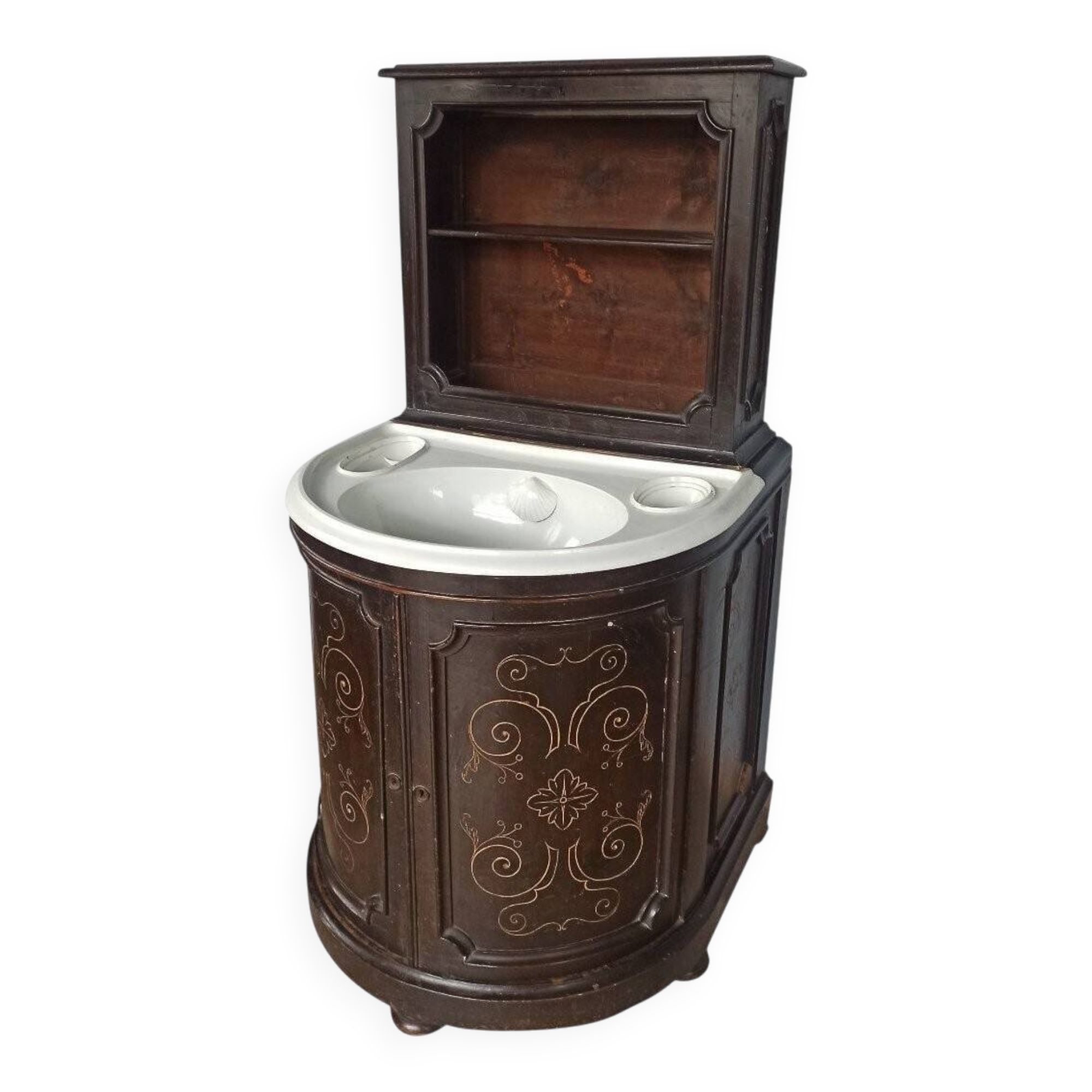 Washbasin cabinet Italy 19th century ceramic Ginori Tuscany Napoleon III