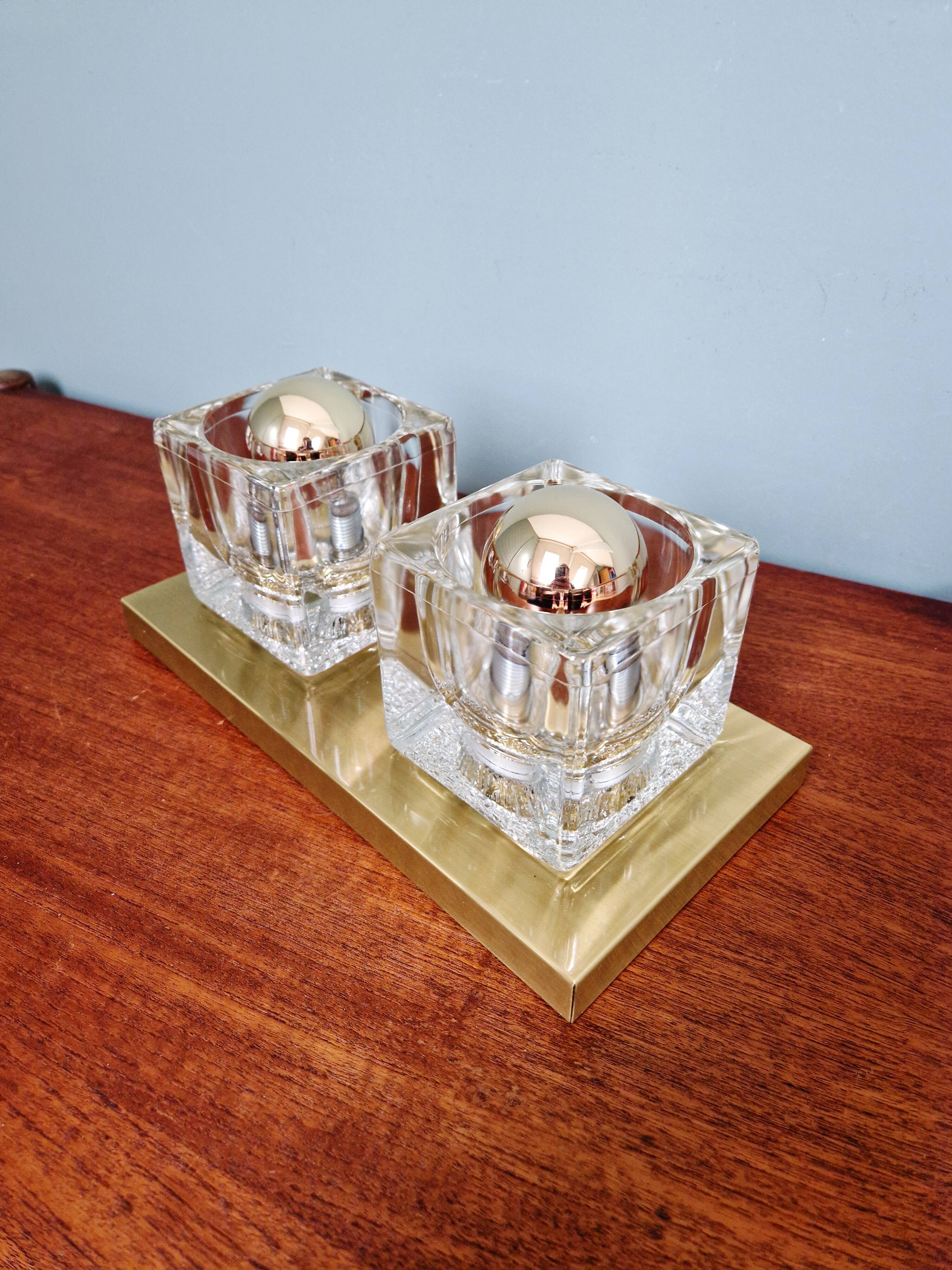 Applique murale double Ice Cube, Peill & Putzler, années 1970