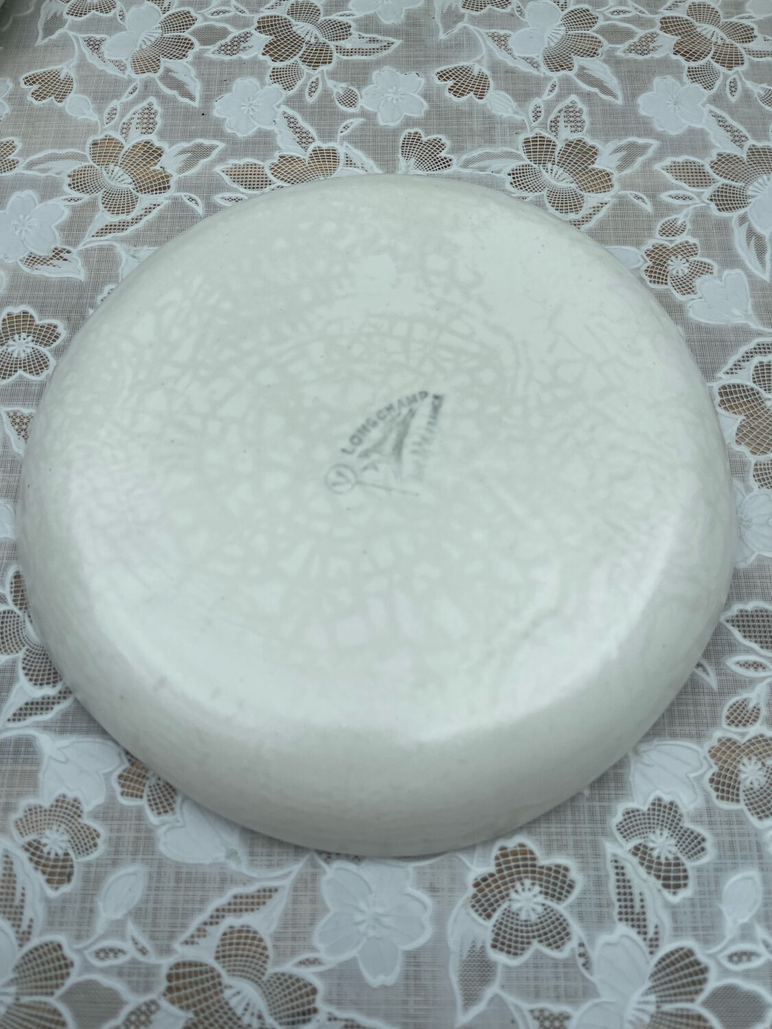 6 Longchamp Fondue Plates – 22 cm – Vintage Enameled Stoneware