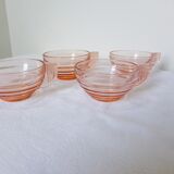 4 cups vintage Acroroc Rosaline pink glass