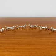 6 vintage silver metal horse knife rests