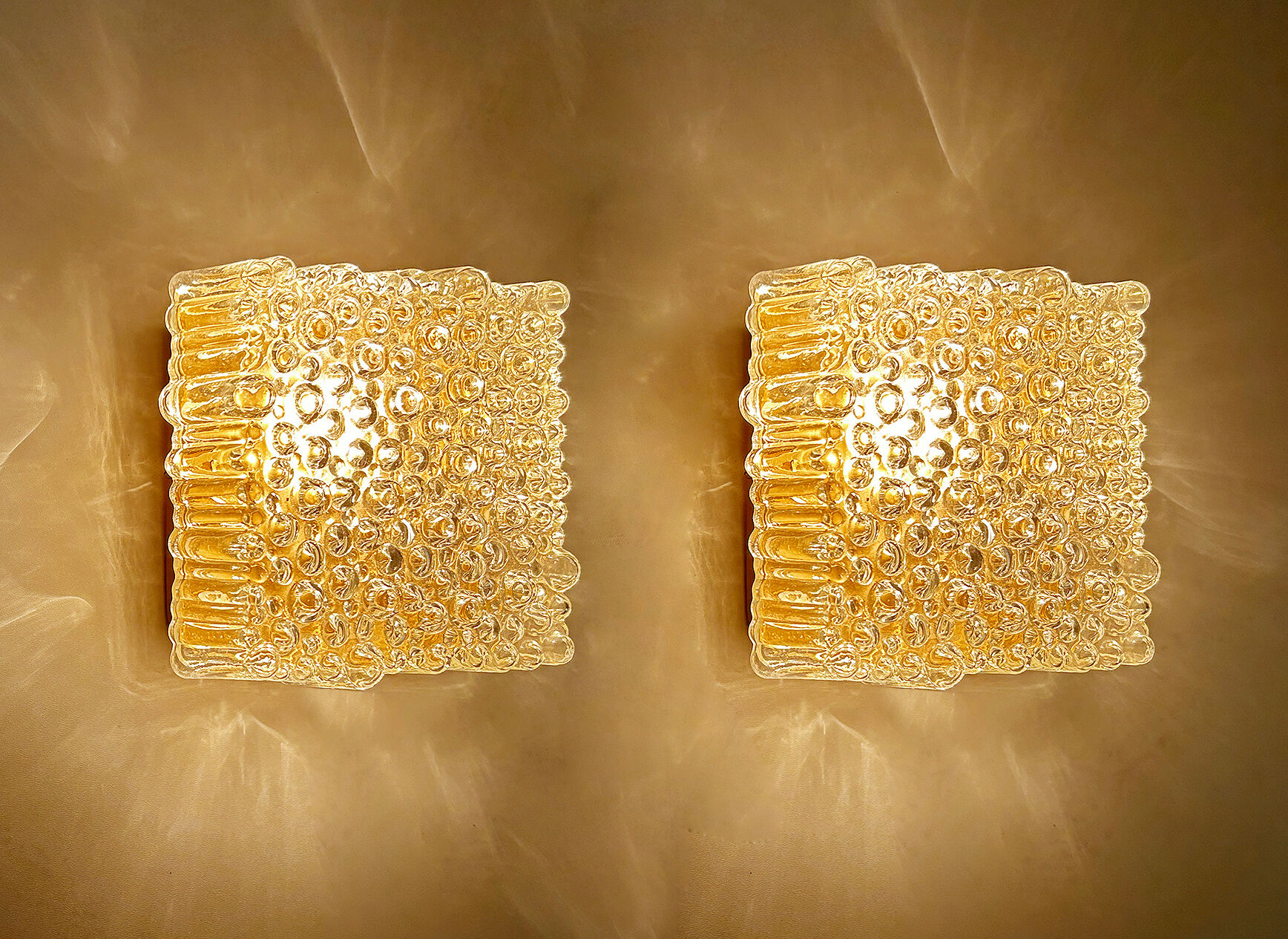 Pair vintage wall lights, bubble glass, 60s