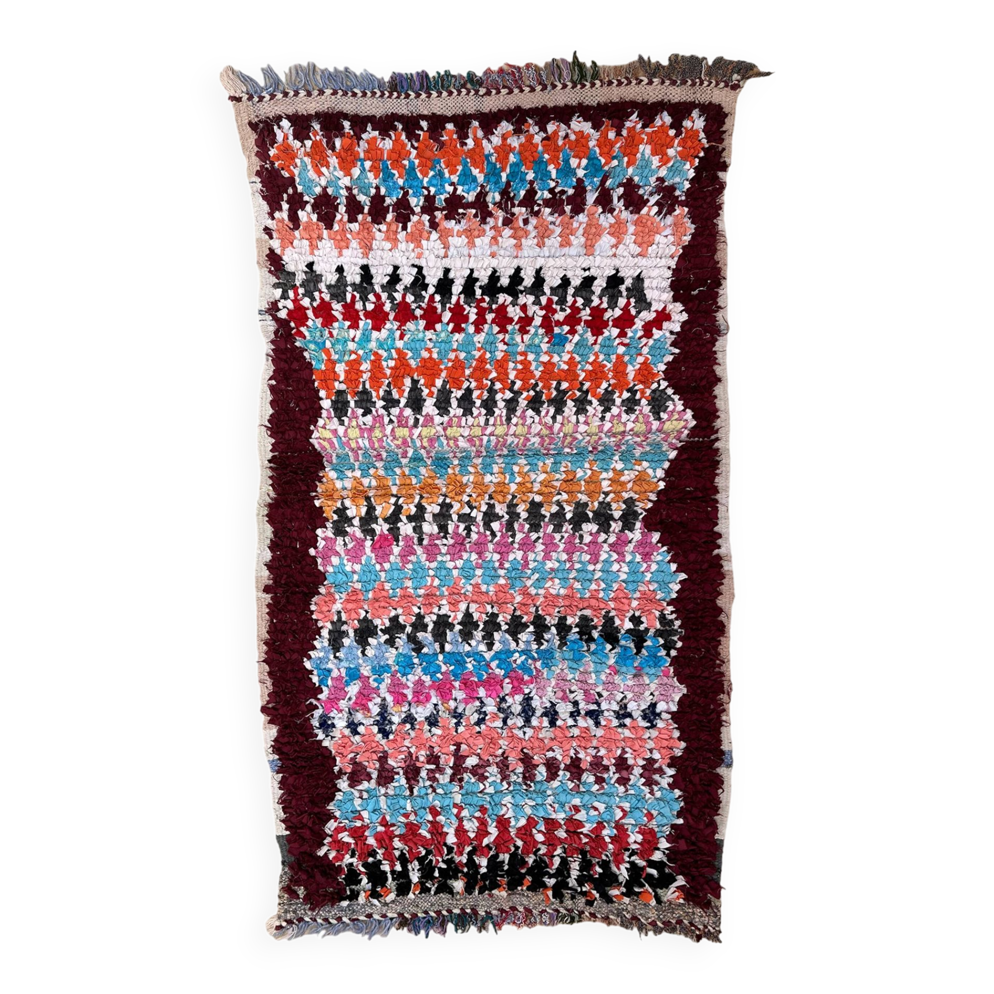 Colorful Boucherouite Moroccan rug - 88 x 161 cm