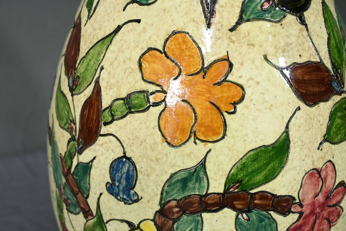 Vase en Faïence Polychrome, signé J.Massier, Vallauris – Début XXe