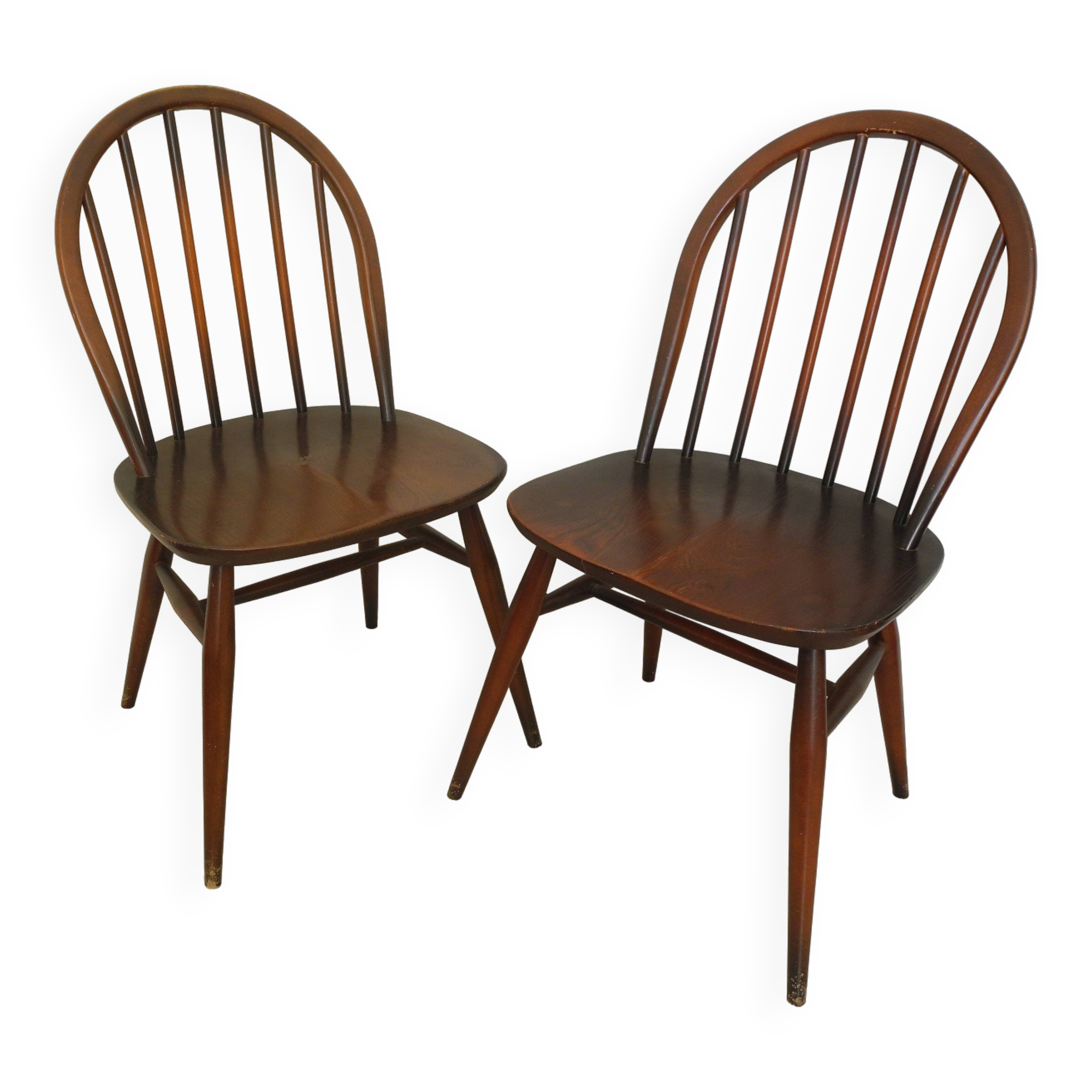 pair of Ercol Windsor BSHG 1960 2056 vintage decor dining chairs 60s