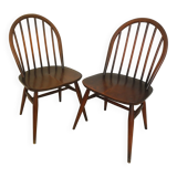 pair of Ercol Windsor BSHG 1960 2056 vintage decor dining chairs 60s