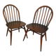 pair of Ercol Windsor BSHG 1960 2056 vintage decor dining chairs 60s