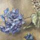 Old oil on canvas bouquet of hydrangeas signed