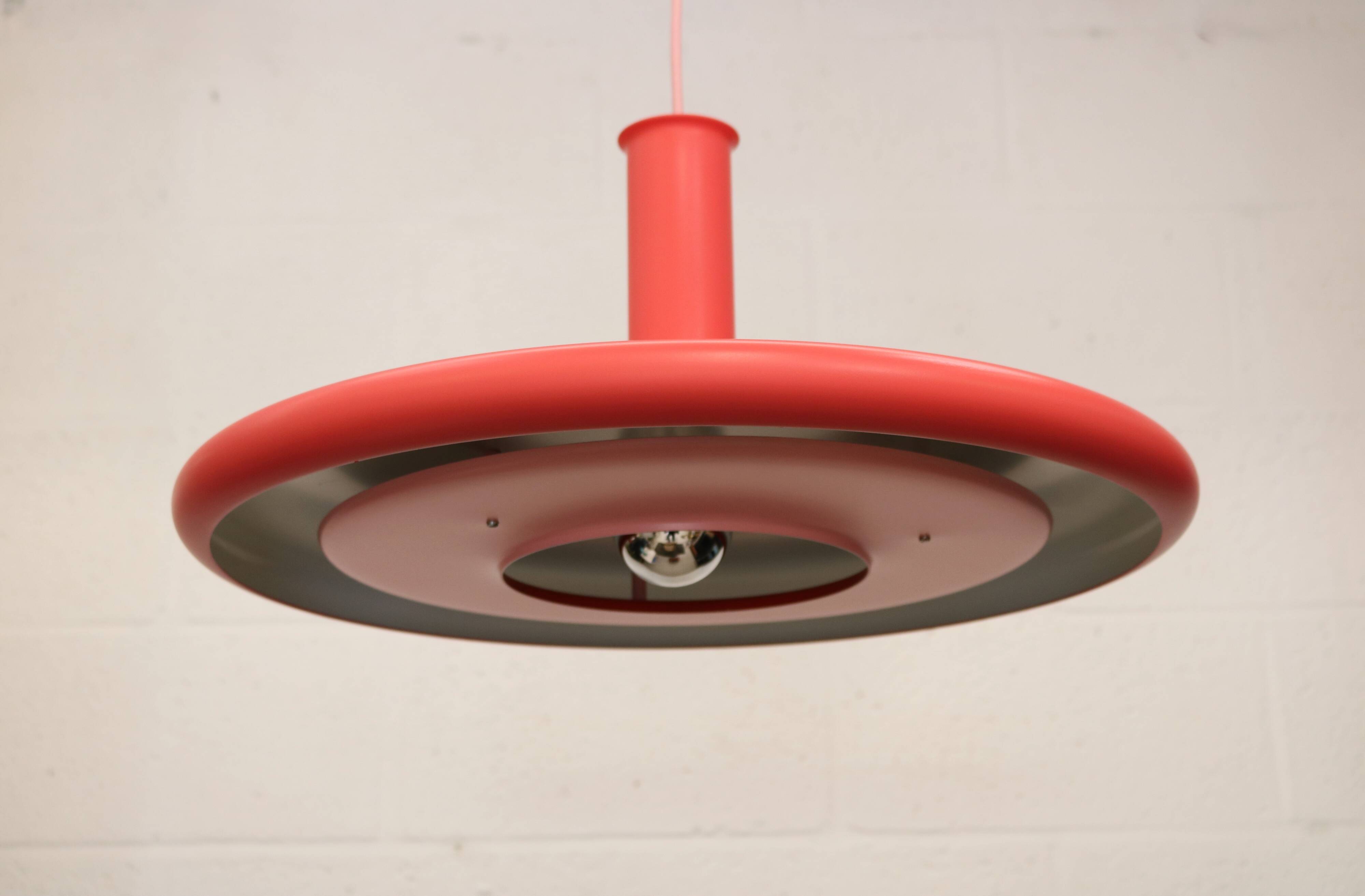 Pink Fog & Morup Optima vintage pendant lamp: Hans Due design, Denmark 1970