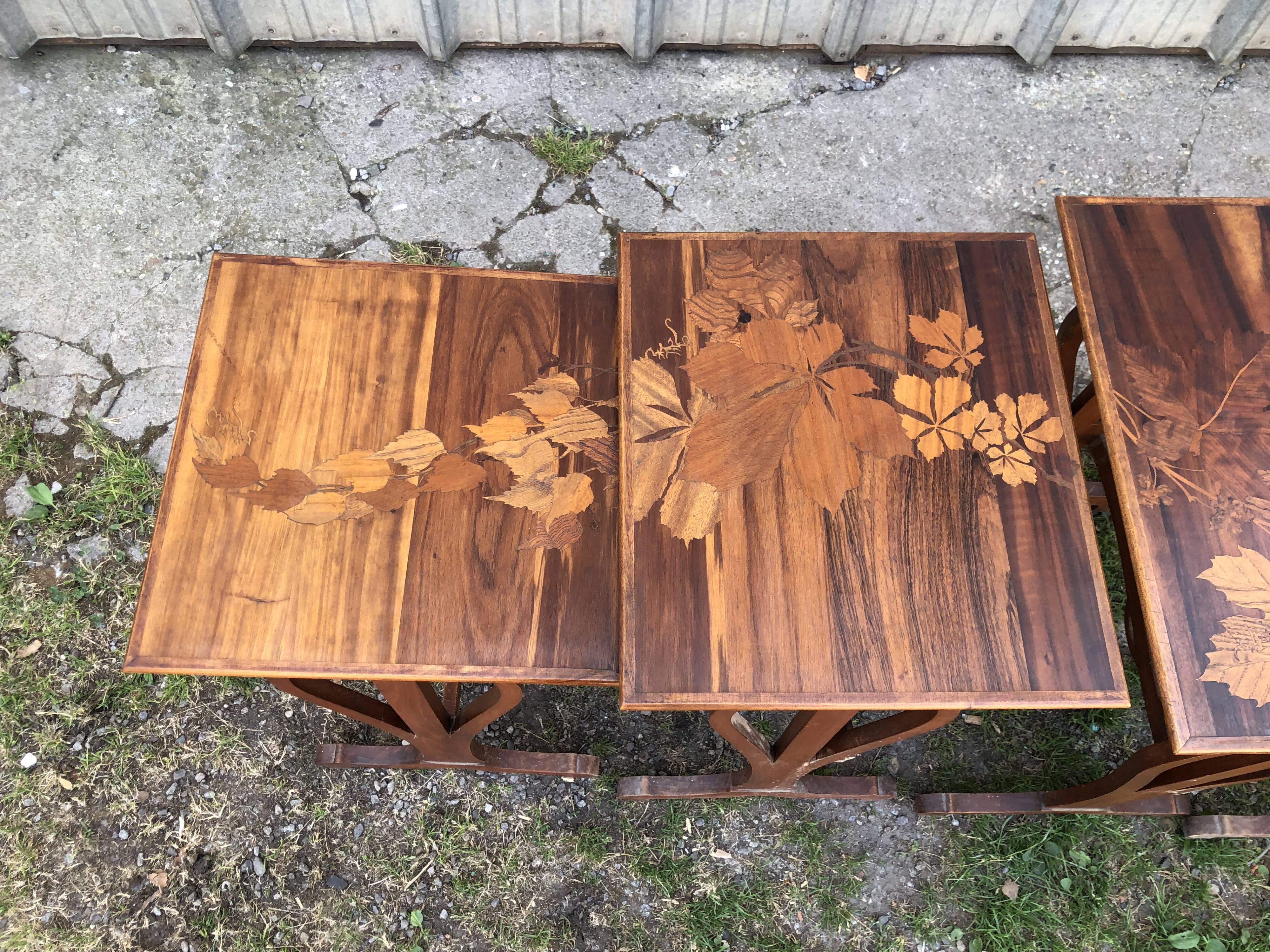 Tables with vegetable decoration, art nouveau period 1900 signed, Émile Galle
