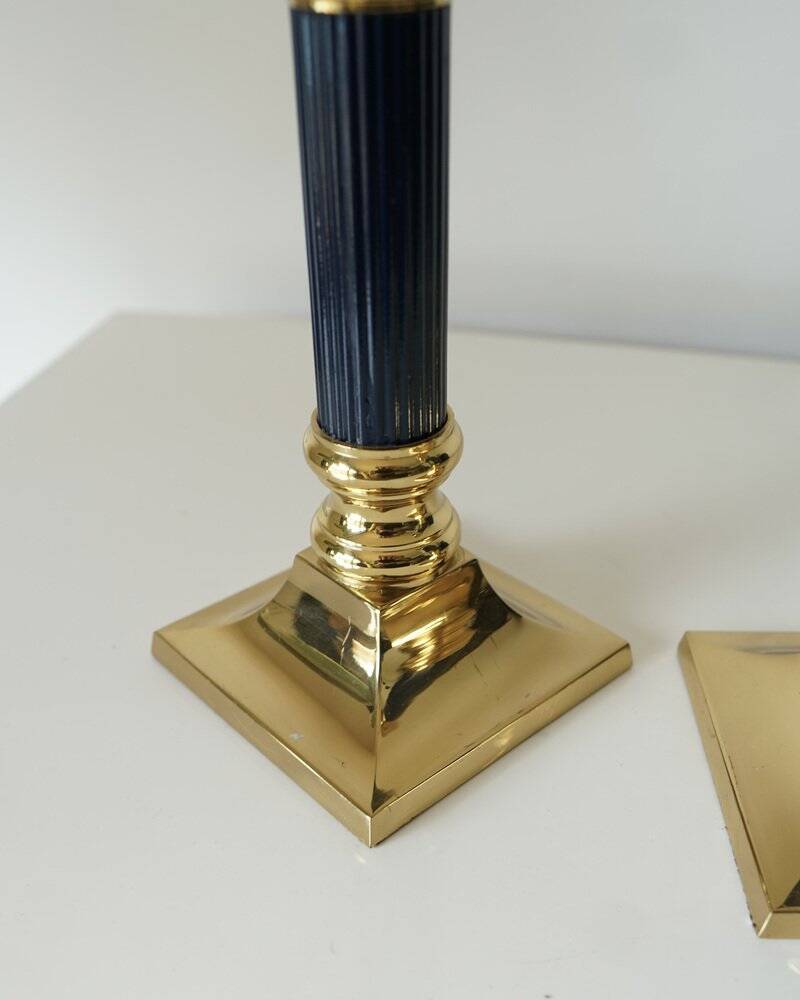Vintage gilt brass candlesticks, 1970s, set of 2