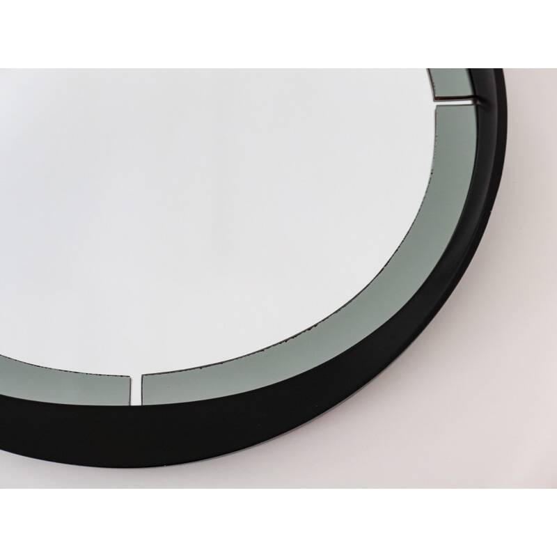 Round smoked glass wall mirror, Italy 1970s