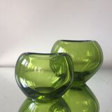 Set of 2 heart shaped Holmegaard crystal vases by Per Lutken
