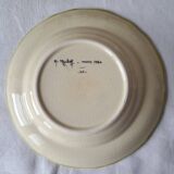 Soup plates with Moustiers de Longchamp decor, AL. Mark signature, 80s