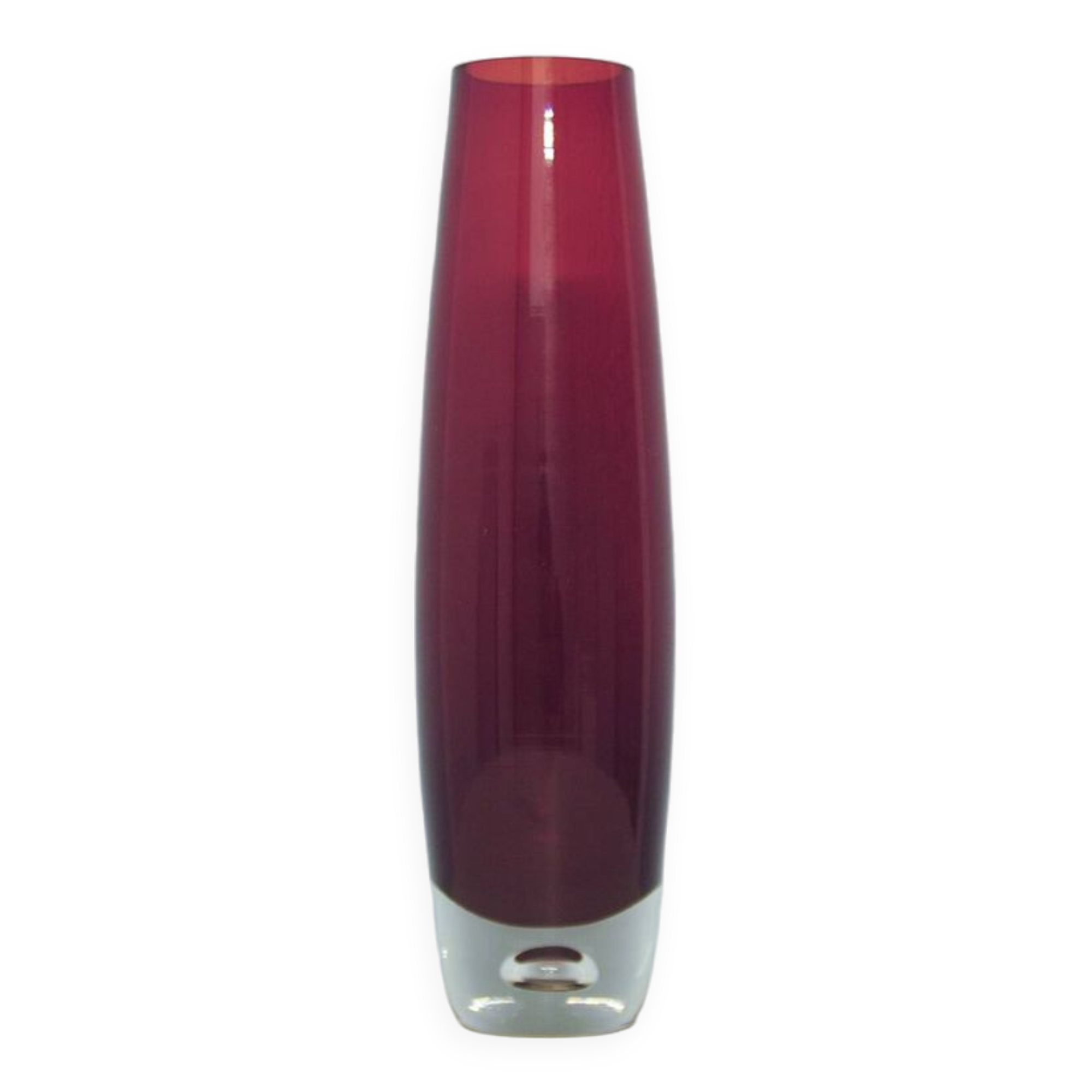 vintage red glass tall vase drop