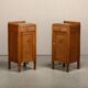 Art Deco Amsterdam School Nightstands oak wood and glass, 1930s Netherlands