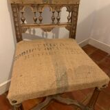 Classic carved wooden chair medieval castle with jute unique piece