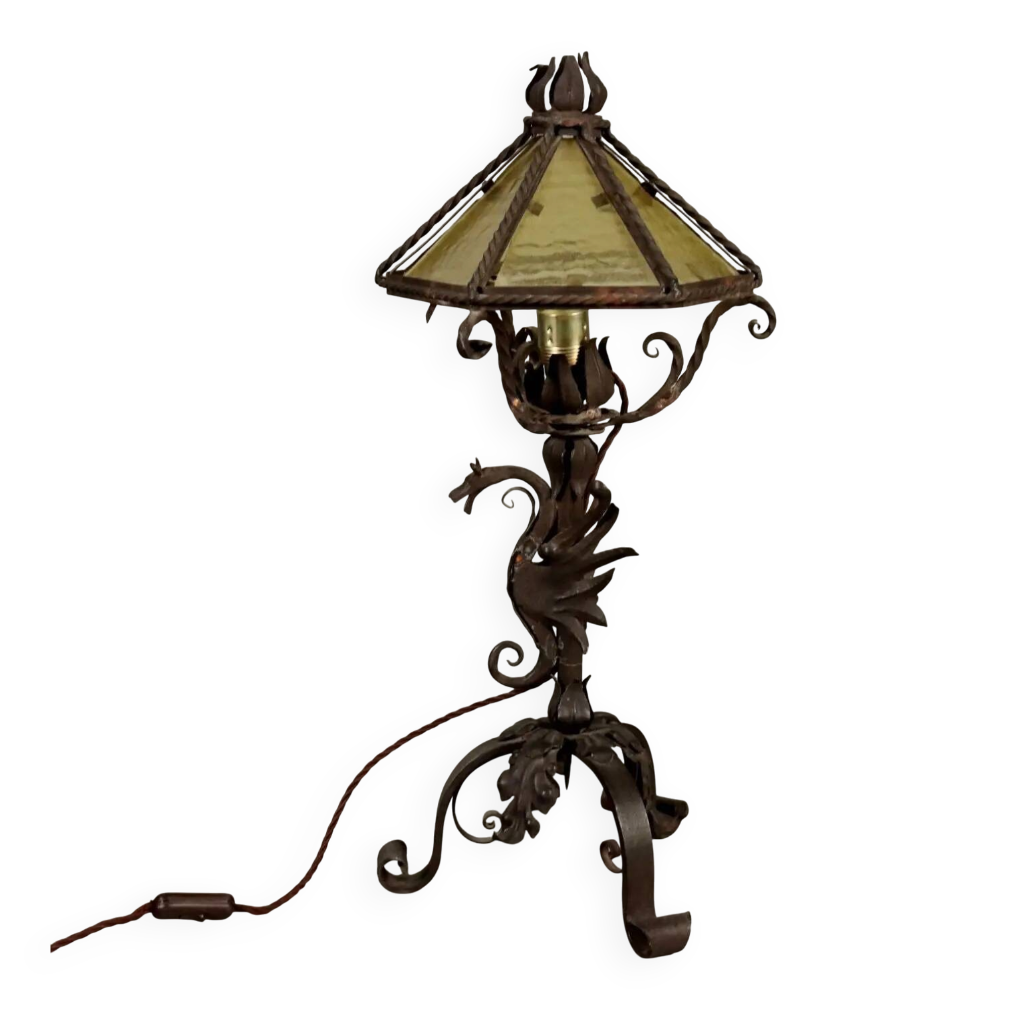Antique table lamp in Neo-Renaissance style, iron, 20th century
