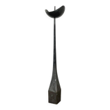 Large 47cm Brutalist Cast Iron Candle Holder by Manfred Bergmeister, Germany 1970