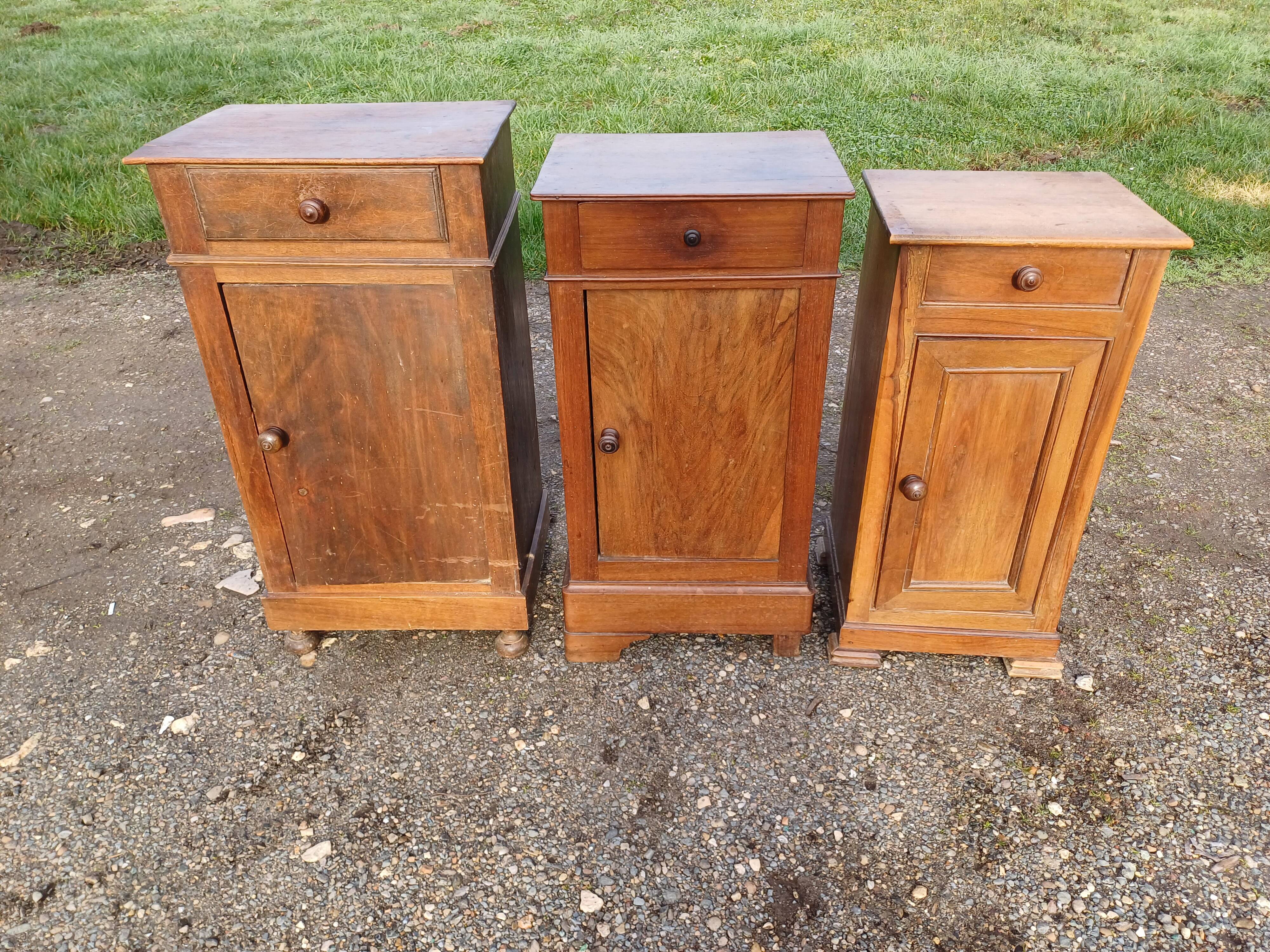 3 Walnut Nightstands 19th