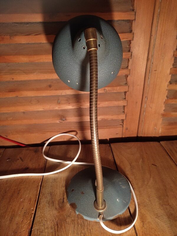 Bedside desk lamp metal velvet blue gray