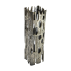 Vase sculpture "Brutalist" in metal with glass vase inside Italy 1970
