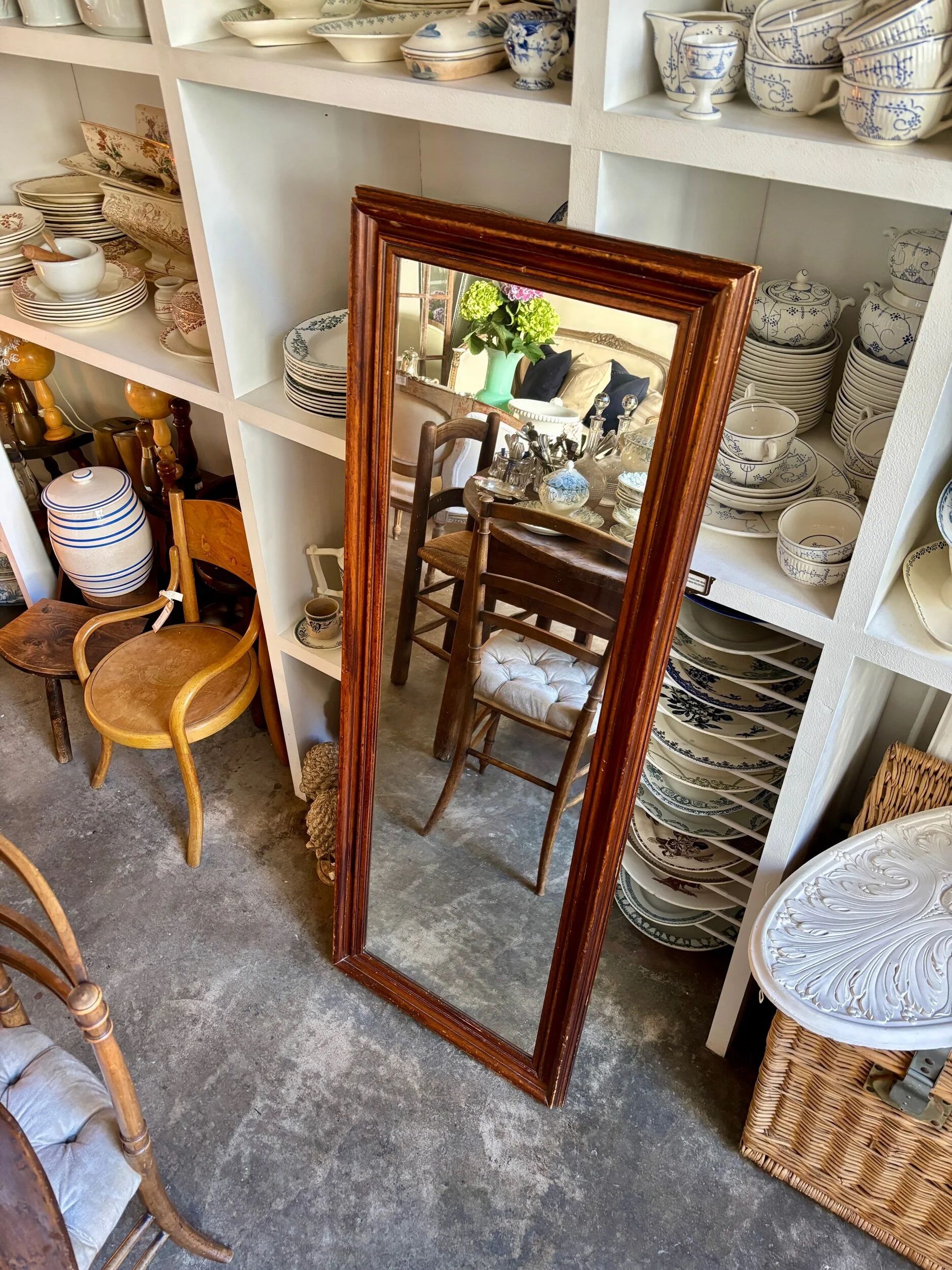 Rectangular mirror in dark wood 139 x 51 cm