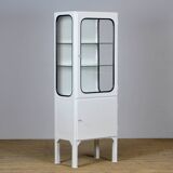 Restored vintage iron and glass medical cabinet, 1970s