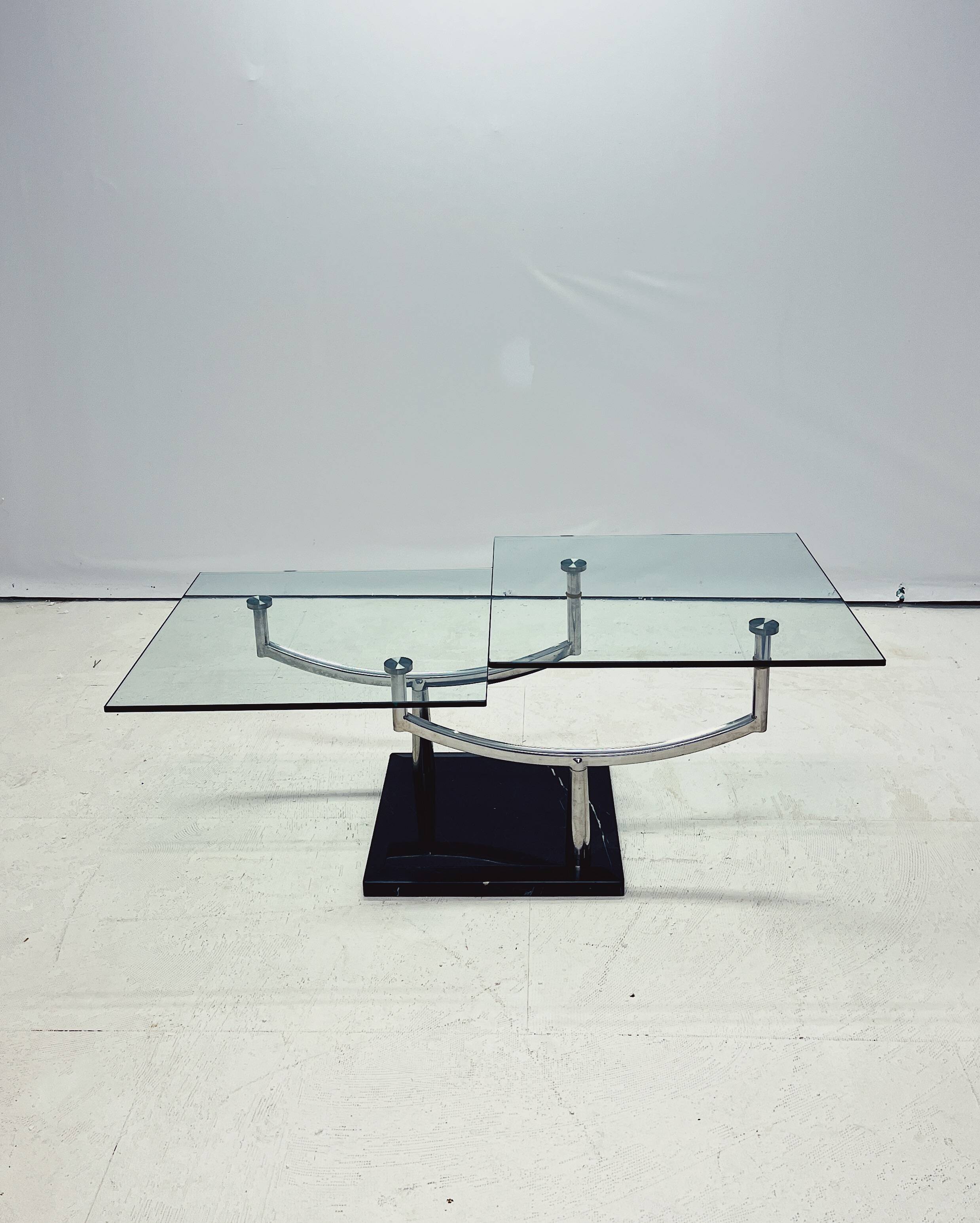 Vintage Danish Design Glass Coffee Table with Two Levels