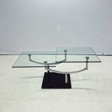 Table basse en verre vintage de design danois à deux niveaux