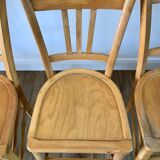 Set of 5 Luterma light blond wood bistro chairs from the 50s