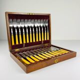 Antique Silver-Plated Fish Knives and Forks for 12 People from Sheffield, England, 1910s, Set of 24