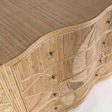 Commode « feuilles » en rotin