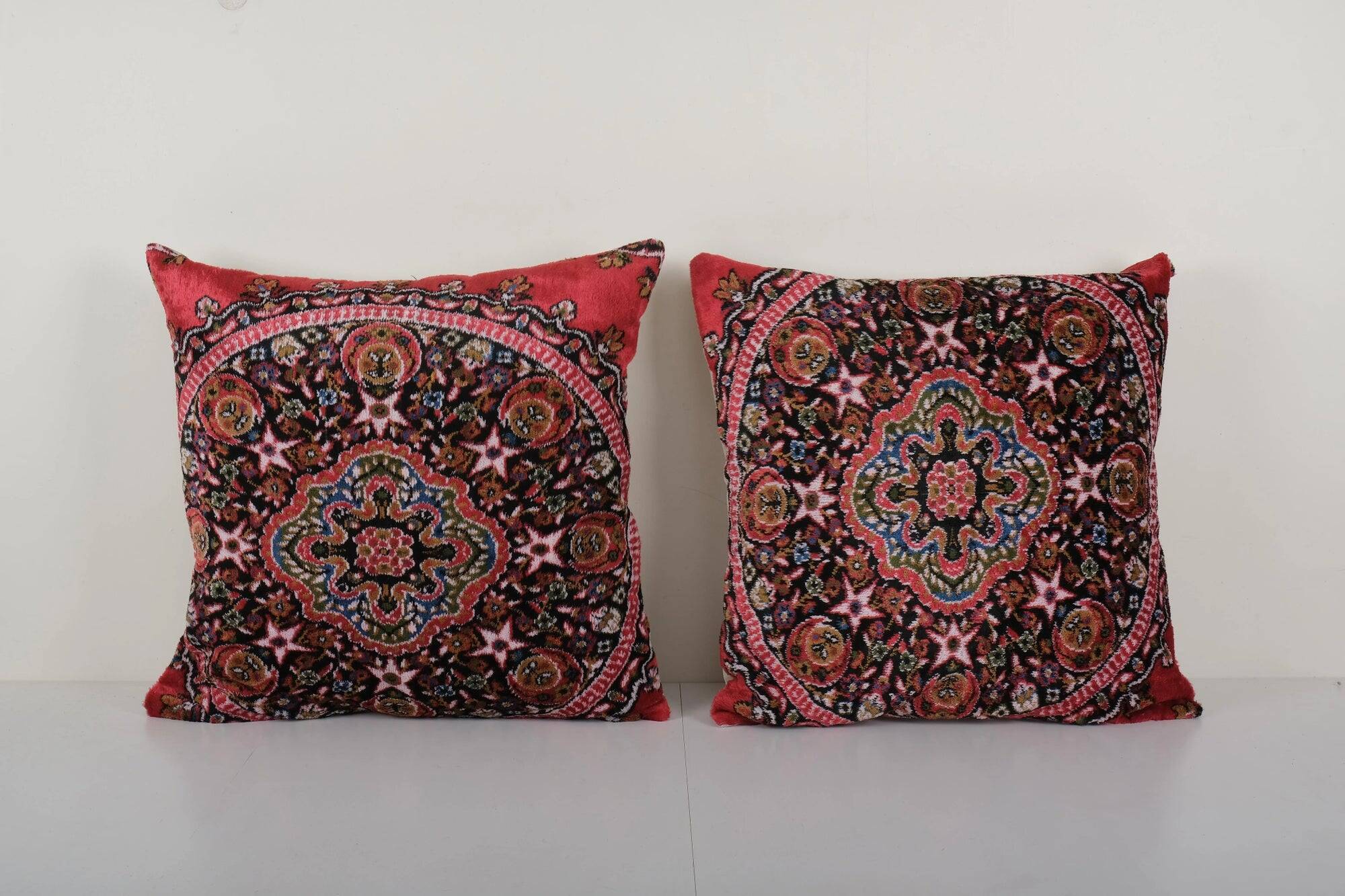 Set of 2 vintage velvet cushion covers 61x61 cm