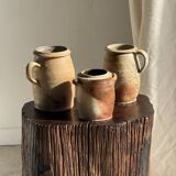 Large matte stoneware oval pot with beige handle H21 D12