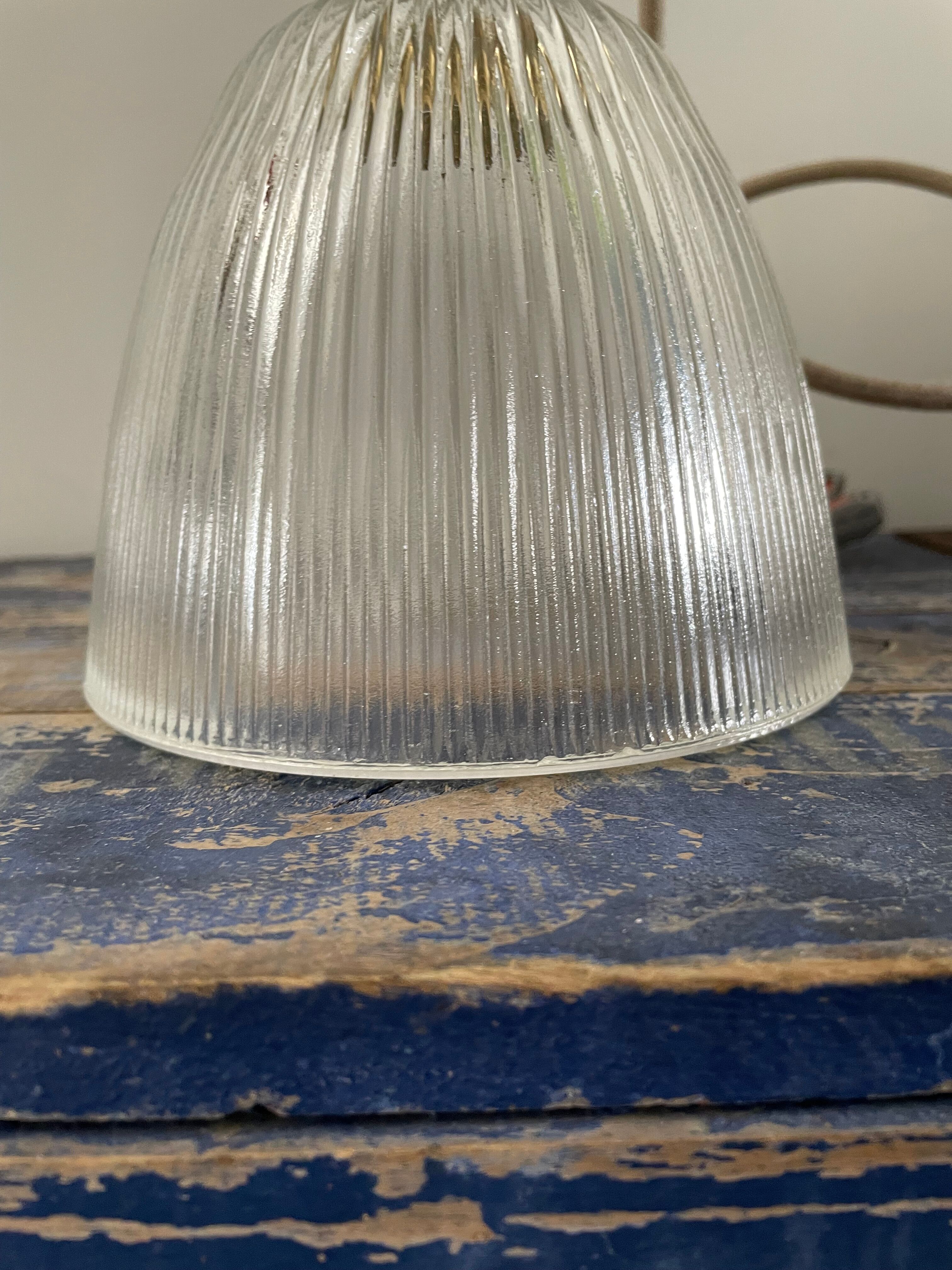 Vintage holophane glass pendant lamp